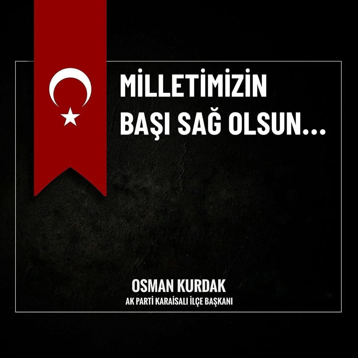 Osman KURDAK 🇹🇷 (@osmankurdak) on Twitter photo Şırnak’ta görev esnasında geçirdiği kaza sonucu yaralanan ve tedavi gördüğü hastanede şehit olan hemşehrimiz Jandarma Uzman Çavuş Mehmet Ali Yıldırım’a Cenab-ı Allah’tan rahmet, aziz milletimize başsağlığı diliyorum.
<a href="/Akkaraisali01/">AK PARTİ KARAİSALI</a> Şırnak’ta görev esnasında geçirdiği kaza sonucu yaralanan ve tedavi gördüğü hastanede şehit olan hemşehrimiz Jandarma Uzman Çavuş Mehmet Ali Yıldırım’a Cenab-ı Allah’tan rahmet, aziz milletimize başsağlığı diliyorum.
<a href="/Akkaraisali01/">AK PARTİ KARAİSALI</a>