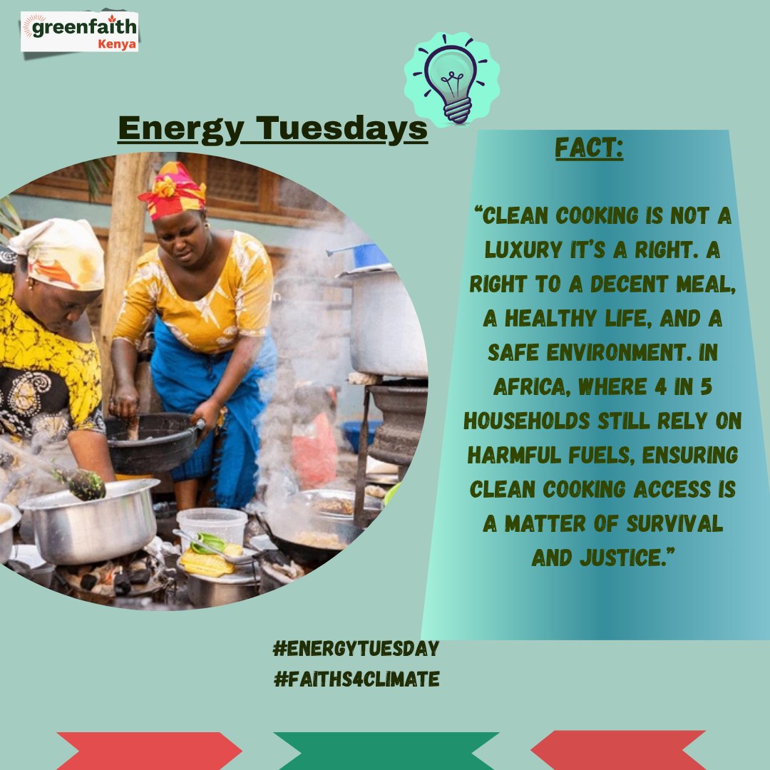 GreenfaithKE's tweet image. #EnergyTuesday ⚡️🔋
Kenya aims for 100% clean cooking access by 2028 a bold and urgent move in line with @IEA’s call for universal access by 2040 across Africa.

🔥 Clean cooking = fewer deaths, climate resilience &amp;amp; dignity for millions.
#JustEnergyTransition
#Faiths4Climate