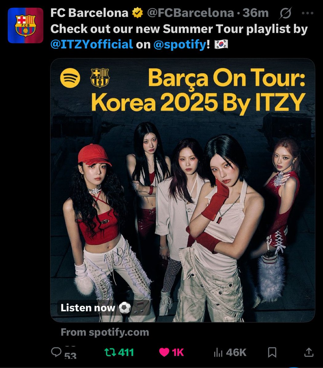 ITZY_WT's tweet photo. [ ITZY X FCB SUMMER WARM UP PLAYLIST ]

ITZY has been featured in FCB's summer warm up playlist. Save the playlist and stream it. 

🔗 https://t.co/HcZcySk9ej https://t.co/F53JKCFhQs