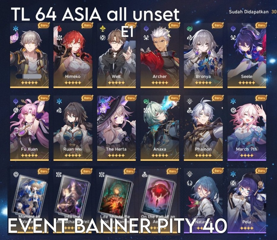 punyanaru's tweet photo. wts — TL 64 ASIA 
ALL UNSET

THE HERTA + SIGN 
ANAXA + SIGN
PHAINON
RUAN MEI
BRONYA
SEELE
FUXUAN
WELT E1
HIMEKO

PRICE: 195.000

#zonauang #zonaba want to sell jual account akun hsr honkai star rail https://t.co/NrOGFxOnNX