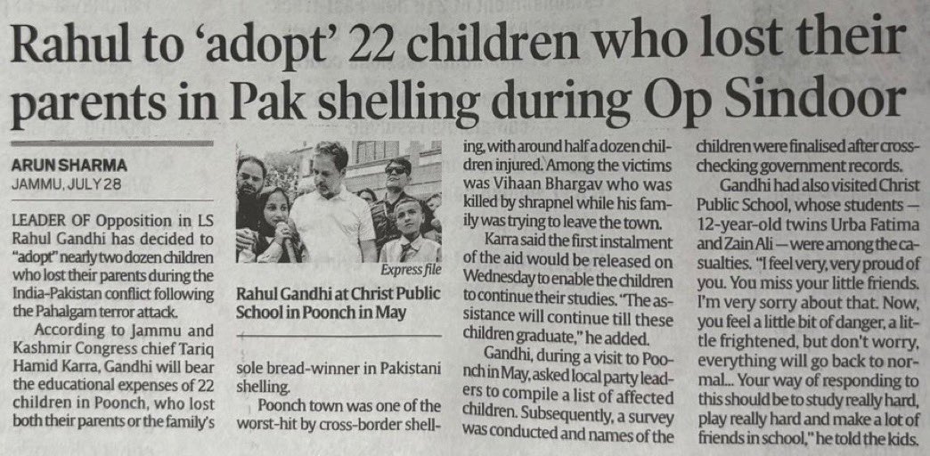 Kamal Nath (@officeofknath) on Twitter photo "рд╡реИрд╖реНрдгрд╡ рдЬрди рддреЛ рддреЗрдиреЗ рдХрд╣рд┐рдП
рдЬреЗ рдкреАрдбрд╝ рдкрд░рд╛рдпреА рдЬрд╛рдгреЗ рд░реЗ"
рдорд╣рд╛рддреНрдорд╛ рдЧрд╛рдВрдзреА рдХрд╛ рдпрд╣ рдкреНрд░рд┐рдп рднрдЬрди рдиреЗрддрд╛ рд╡рд┐рдкрдХреНрд╖ рд╢реНрд░реА рд░рд╛рд╣реБрд▓ рдЧрд╛рдВрдзреА рдиреЗ рдПрдХ рдмрд╛рд░ рдлрд┐рд░ рдЪрд░рд┐рддрд╛рд░реНрде рдХрд┐рдпрд╛ рд╣реИред
рд╢реНрд░реА рд░рд╛рд╣реБрд▓ рдЧрд╛рдВрдзреА рдиреЗ рдЬрдореНрдореВ рдХрд╢реНрдореАрд░ рдХреЗ рдкреБрдБрдЫ рдореЗрдВ 22 рдмрдЪреНрдЪреЛрдВ рдХреЛ рдЧреЛрдж рд▓реЗрдиреЗ рдХрд╛ рдирд┐рд░реНрдгрдп рд▓рд┐рдпрд╛ рд╣реИред рдпрд╣ рд╡рд╣ рдмрдЪреНрдЪреЗ рд╣реИрдВ рдЬрд┐рдиреНрд╣реЛрдВрдиреЗ рдкрд╛рдХрд┐рд╕реНрддрд╛рди рдХреА рдЧреЛрд▓рд╛рдмрд╛рд░реА рдореЗрдВ "рд╡реИрд╖реНрдгрд╡ рдЬрди рддреЛ рддреЗрдиреЗ рдХрд╣рд┐рдП
рдЬреЗ рдкреАрдбрд╝ рдкрд░рд╛рдпреА рдЬрд╛рдгреЗ рд░реЗ"
рдорд╣рд╛рддреНрдорд╛ рдЧрд╛рдВрдзреА рдХрд╛ рдпрд╣ рдкреНрд░рд┐рдп рднрдЬрди рдиреЗрддрд╛ рд╡рд┐рдкрдХреНрд╖ рд╢реНрд░реА рд░рд╛рд╣реБрд▓ рдЧрд╛рдВрдзреА рдиреЗ рдПрдХ рдмрд╛рд░ рдлрд┐рд░ рдЪрд░рд┐рддрд╛рд░реНрде рдХрд┐рдпрд╛ рд╣реИред
рд╢реНрд░реА рд░рд╛рд╣реБрд▓ рдЧрд╛рдВрдзреА рдиреЗ рдЬрдореНрдореВ рдХрд╢реНрдореАрд░ рдХреЗ рдкреБрдБрдЫ рдореЗрдВ 22 рдмрдЪреНрдЪреЛрдВ рдХреЛ рдЧреЛрдж рд▓реЗрдиреЗ рдХрд╛ рдирд┐рд░реНрдгрдп рд▓рд┐рдпрд╛ рд╣реИред рдпрд╣ рд╡рд╣ рдмрдЪреНрдЪреЗ рд╣реИрдВ рдЬрд┐рдиреНрд╣реЛрдВрдиреЗ рдкрд╛рдХрд┐рд╕реНрддрд╛рди рдХреА рдЧреЛрд▓рд╛рдмрд╛рд░реА рдореЗрдВ