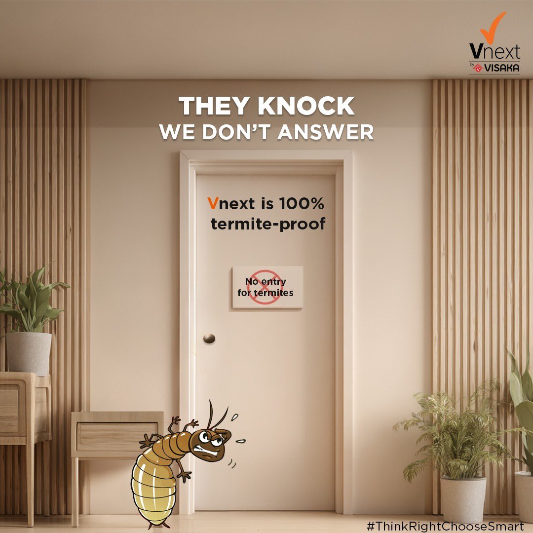 vnext_visaka's tweet image. Termites have no place in a well-built home. Vnext fibre cement boards are 100% termite-proof, giving you durable protection that lasts for years. No damage, no compromise, just walls that stay as strong as the day they were built.
#Vnext #ThinkRightChooseSmart #BuildWithVnext