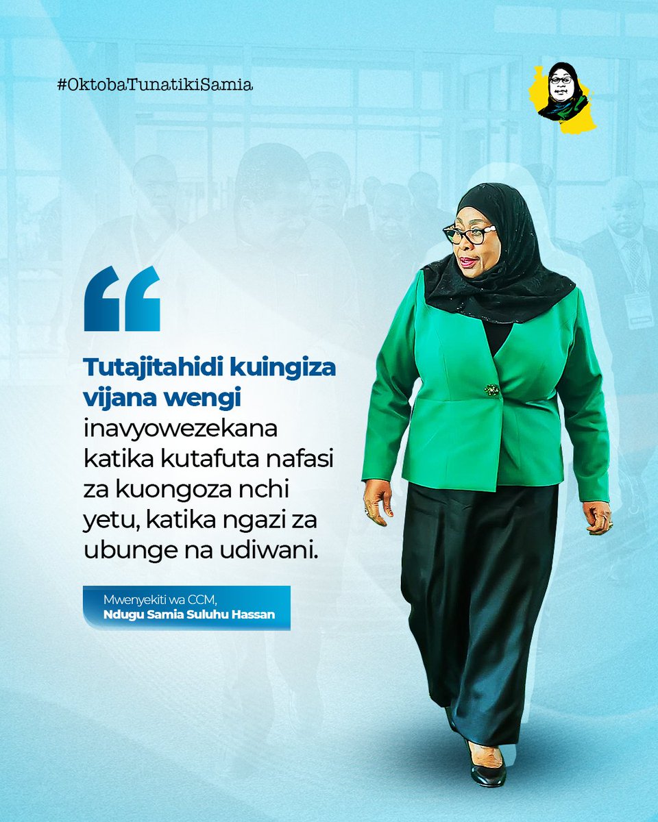 Mama anawawezesha vijana kushiriki kwenye maamuzi ya mustakabali wa kesho yao na Taifa lao.

#OktobaTunatikiSamia