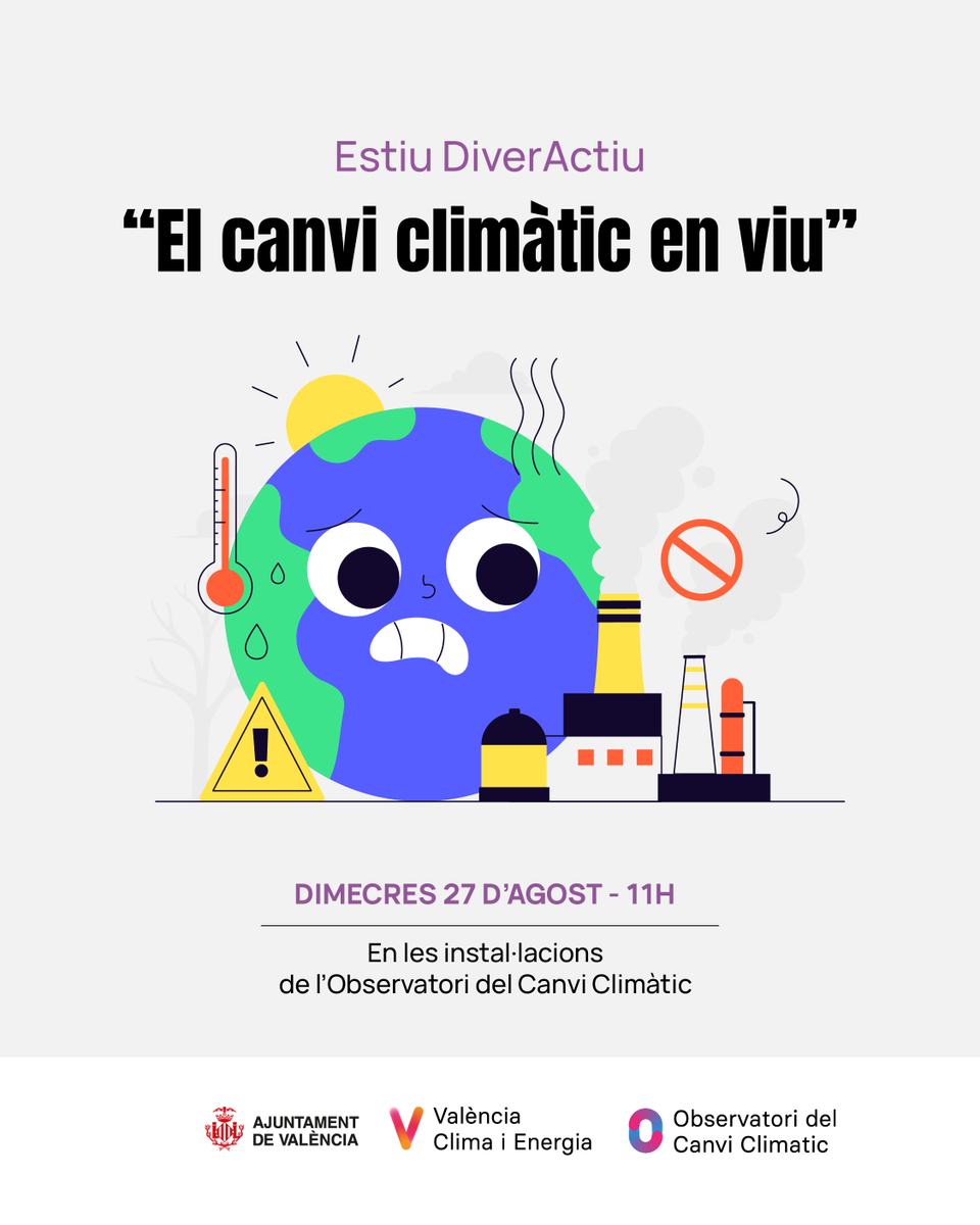 💡Compartim el calendari d'activitats gratuïtes de d'Estiu DiverActiu 2025
👉En l'Observatori del Canvi Climàtic
✅ “El canvi climàtic en viu”. Edat recomanada: A partir de 8 anys
📞961061591
bit.ly/3NZ8ve7