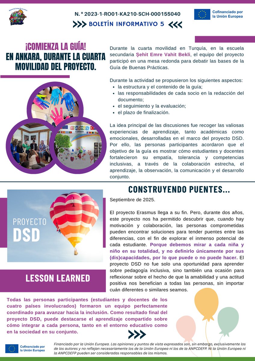 📢 ¡Nueva Guía de Buenas Prácticas!
¿Quieres impulsar un proyecto Erasmus+ inclusivo? 

El proyecto #DSD te trae un recurso imprescindible: talleres, metodologías y experiencias para educar con empatía y transformar aulas.

📘 Descúbrela aquí 👇

#EducaciónInclusiva #ErasmusPlus