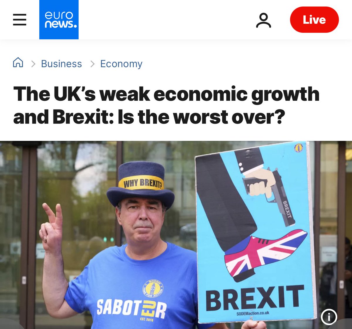 Nine years after Brexit vote, the UK economy remains stuck in reverse.

🔴 GDP has contracted 2 months in a row
🔴 Inflation is rising again
🔴 Unemployment just hit a 4-year high
🔴 Productivity is still crippled

This is what “taking back control” really looks like. 🧵