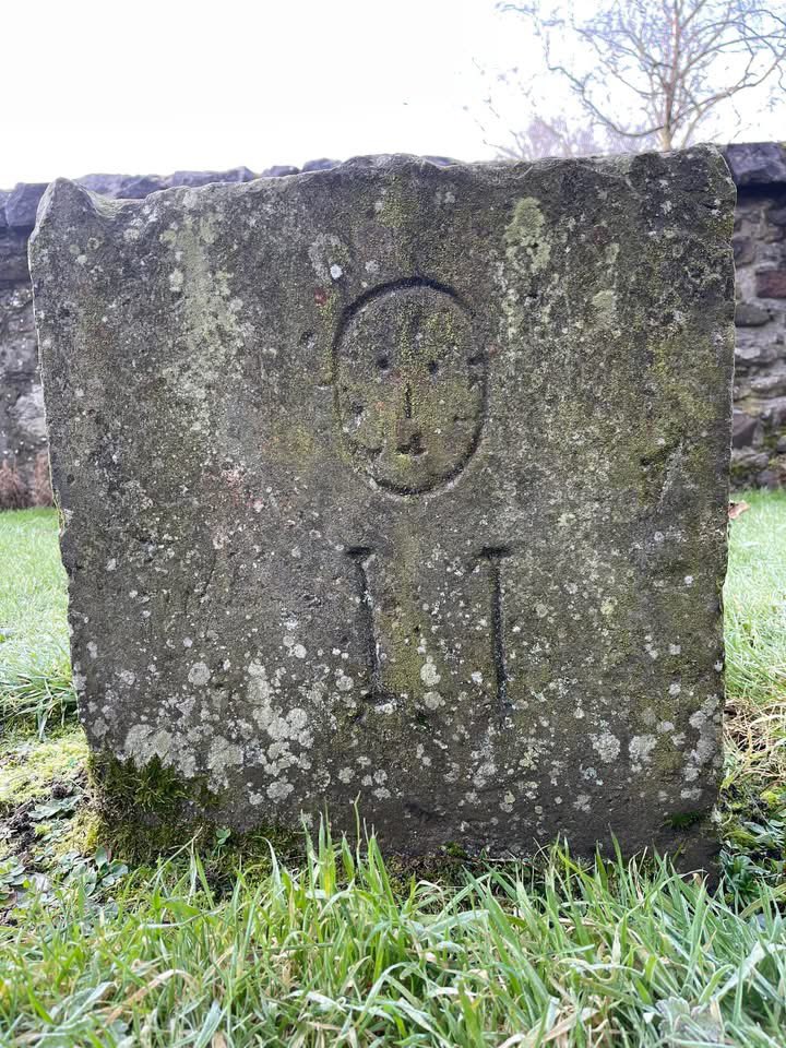 The desire to mark the family burial plot with a stone burnt strongly in Scotland from the 17th C onwards. Families with limited means would pool their resources to buy one, or resort to homemade stones such as this one. 
Equality in death if not in life.