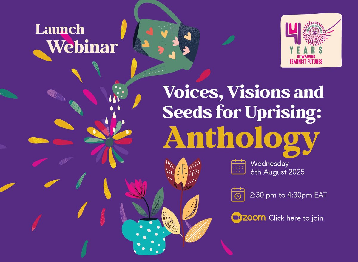 Akina Mama wa Afrika (AMwA) invites you to a Launch Webinar of the Anthology: Voices, Visions and Seeds for Uprising. 

The anthology builds on a 2024 AMwA study
exploring the role of feminist transformational leadership in movement building, which affirmed the need for further