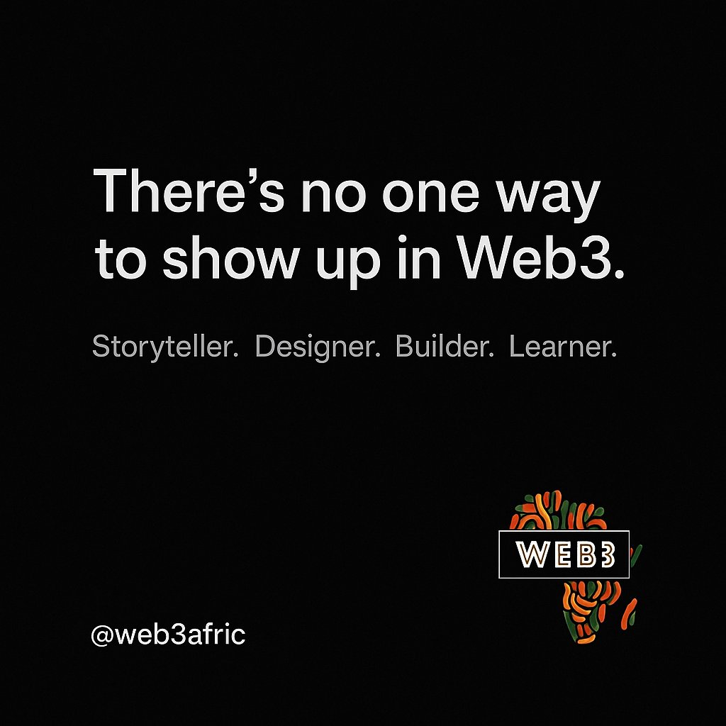 Not everyone in #Web3 is a developer.
Some of are storytellers.
Some are designers.
Some are just learning.

There’s no one way to show up.
Just start where you are.

This space is big enough for all of us.

#Web3Africa #Web3Community #BuildYourWay #AfricaOnChain