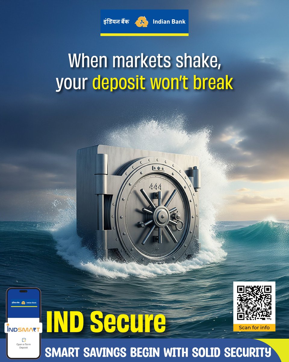 Unlock a secure financial future with IND Secure term deposit from Indian Bank. Benefit from guaranteed returns of up to 7.65% that offer stability and growth while shielding your investments from market risks. Invest confidently,live securely. T&amp;C apply.
Know more -
