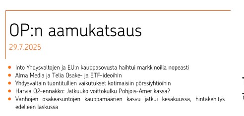 Tiistain Aamukatsaus: <a href="/OP_Ryhma/">OP</a>
<a href="/OPsijoittaminen/">OPxSijoittaminen</a> #sijoittaminen #säästäminen