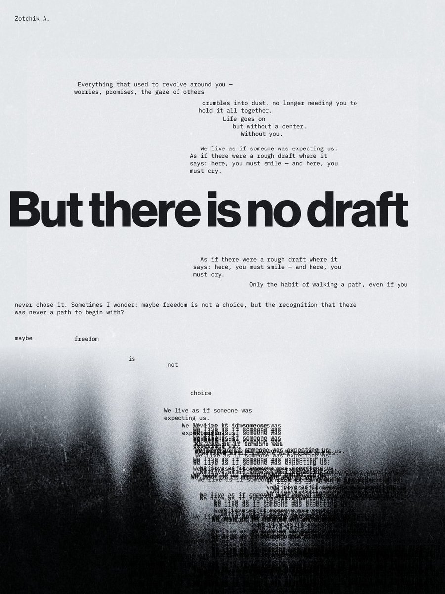 We try to grasp our thoughts, to make sense of them. But the more we chase, the more they scatter. 

At some point, we stop trying — and simply drift inward, where meaning no longer needs explanation.
#graphicdesign #typography #posterdesign