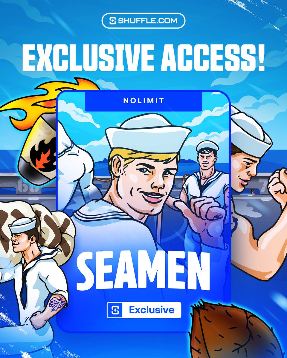 They really called it SEAMEN… and we really made it exclusive 💦

Dive headfirst into chaos, lusty sailors, and deep sea wins, now live on Shuffle via @NolimitCity.

Drop your username below and we might just float you some bal 🫡⚓️