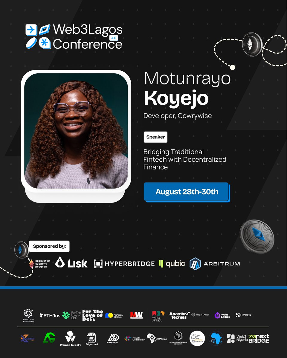 Can fintech &amp; DeFi coexist?
@motushbae of Cowrywise says yes — and she’s showing us how.
Join her for a session on bridging traditional finance &amp; decentralized systems 💳🔗
#Web3Lagos2025