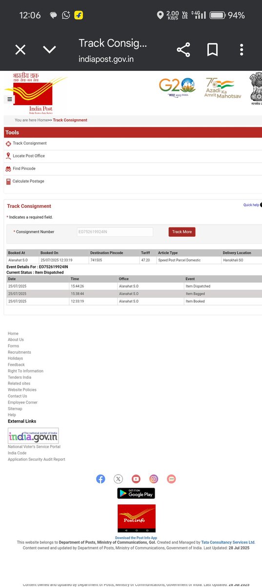 MsEducation13's tweet photo. SPEED POST NO-EO752619924IN.@IndiaPostOffice @CpmgOdisha @CuttacksouthDO @governmentofodisha. I have booked a Speed Post on dated 25/07/2025 although it takes morale than 5 days There is no movement of my parcel.its very urgent to deliver in time.kindly consider this MATTER https://t.co/a5no6XzQbp