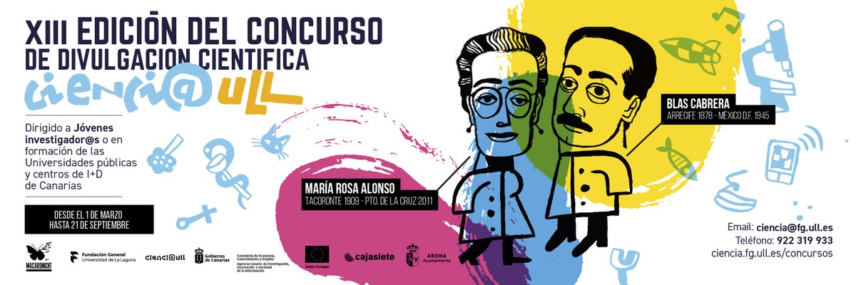 📢 Abierta la convocatoria de la XIII edición del Concurso de Divulgación Científica para jóvenes investigador@s de la <a href="/ULL/">Universidad de La Laguna</a>!👨🏻‍🔬🧪

¡Anímate a participar e inscríbete!:📋tinyurl.com/4mv4wmwx

#MacaroNight25
<a href="/Fg_ull/">FundaciónGeneral ULL</a> <a href="/Cajasiete/">Cajasiete</a> <a href="/agenciaiisi/">ACIISI</a> <a href="/MacaronightEU/">MacaronightEU</a> <a href="/AytoArona/">Ayuntamiento Arona</a>