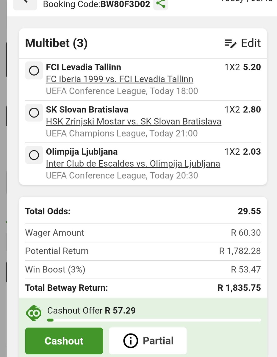 JasonHeneke's tweet image. Feel like taking some risks today
I just placed a bet with Betway. Tap here to copy my bet or search for this booking code in the Multi Bet betslip BW80F3D02 new.betway.co.za/?bookingCode=B…