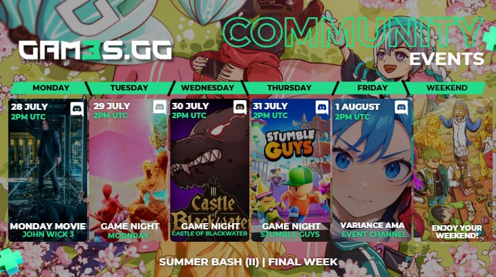 Another packed week at <a href="/GAM3Sgg_/">GAM3S.GG</a> discord dont miss out on the awesome gamenights and the friday ama this week with <a href="/playvariance/">Variance</a> hear all about their upcoming playtest and alpha, and maybe some goodies?