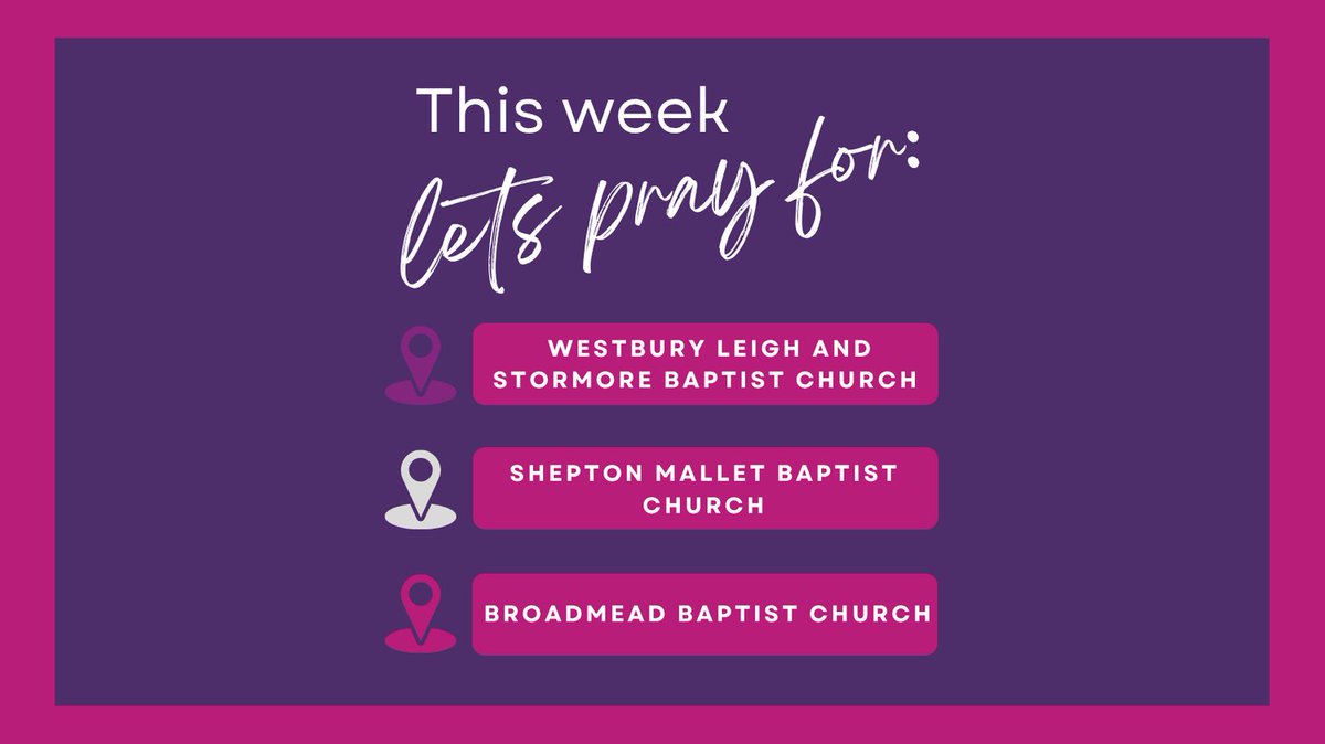 This week let's pray for these church communities within our network: Westbury Leigh and Stormore BC, Shepton Mallet BC, Broadmead BC. 🙏

#webnetprayer #partnershipprayer #prayerdiary #westofenglandbaptistnetwork