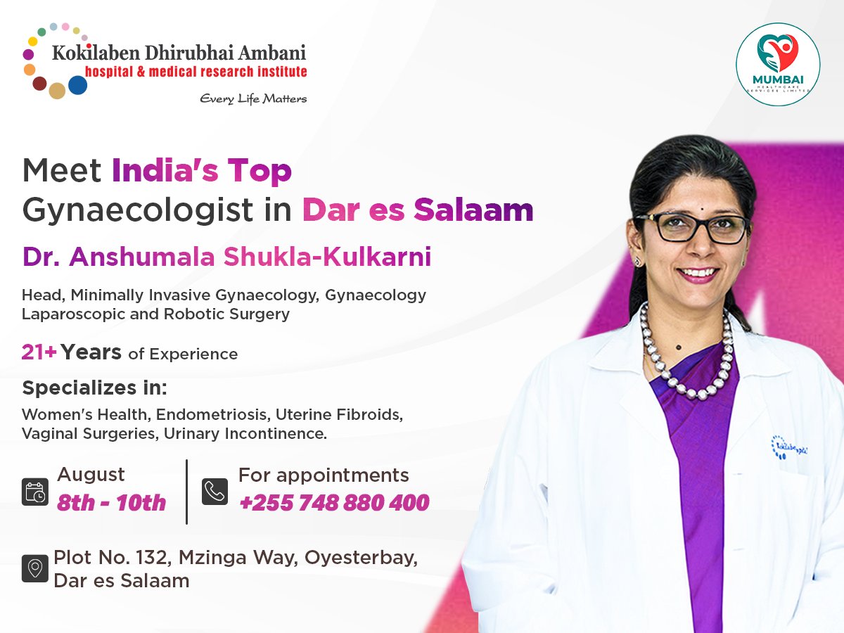Bringing world-class women’s health expertise to Dar es Salaam!

From advanced laparoscopic and robotic surgeries to compassionate care for concerns like period pain, heavy bleeding, abnormal vaginal discharge, pain during intercourse, vaginal bulge or pressure, urinary leakage