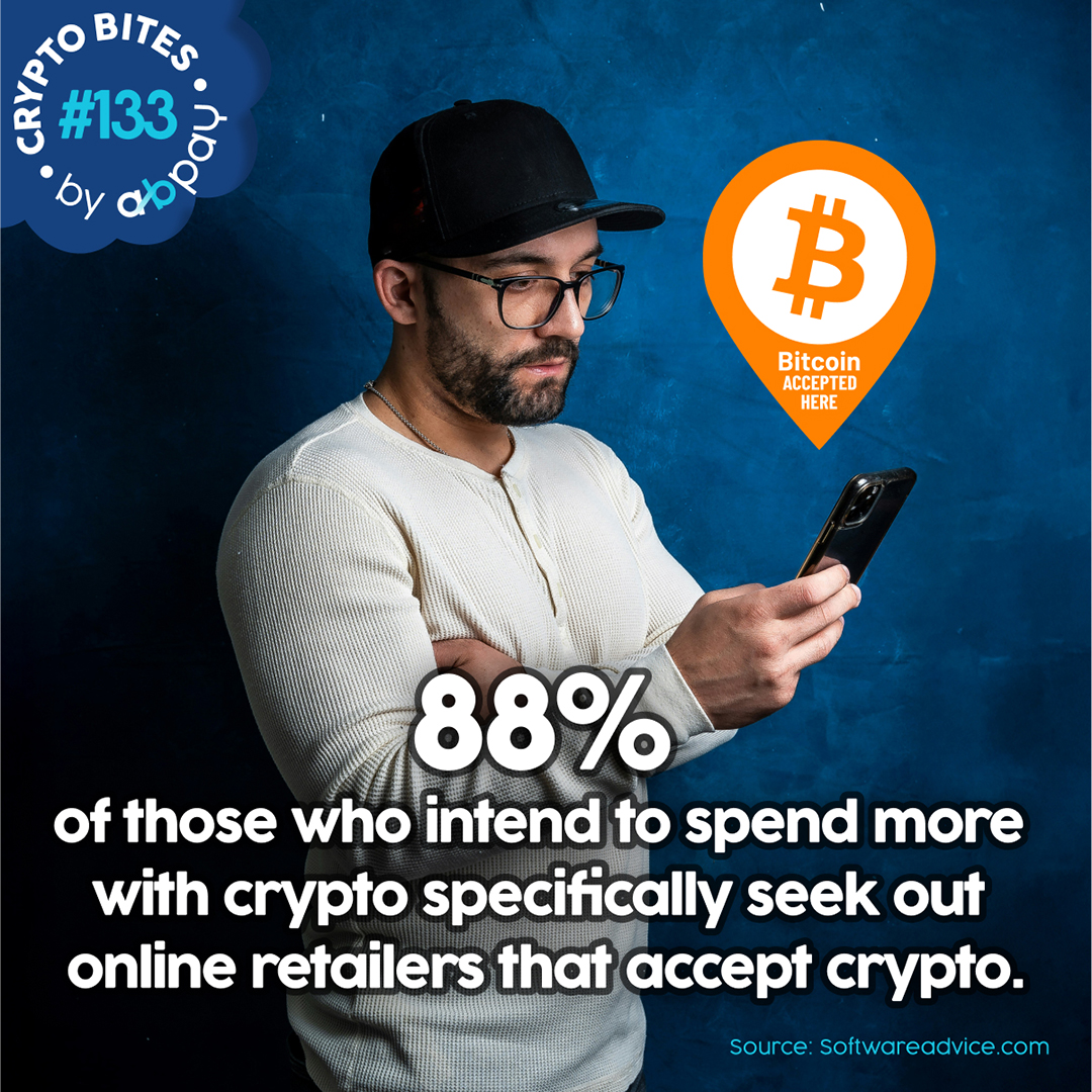 🚀 88% of crypto-savvy shoppers seek out retailers that accept crypto. 
Hello merchants: Don’t miss out. Accept Bitcoin with abpay.net and turn shoppers into loyal customers. 💸 #Bitcoin #EcommerceGrowth #cryptocurrency #onlineshopping