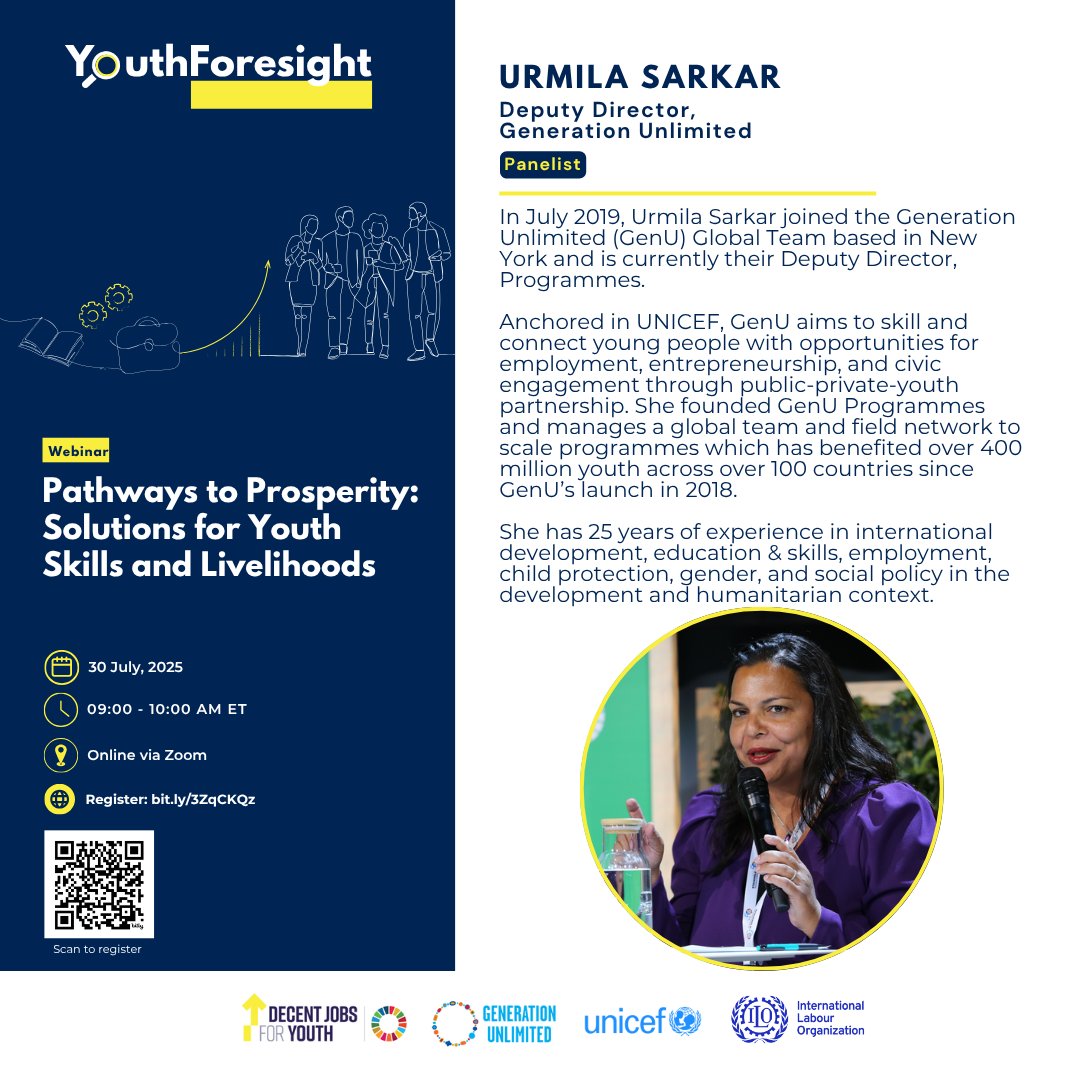 👤 Urmila Sarkar
Deputy Director @GenUnlimited
Founded and manages global youth skilling programmes in 100+ countries.

🗓️ Register now bit.ly/4ldp18t