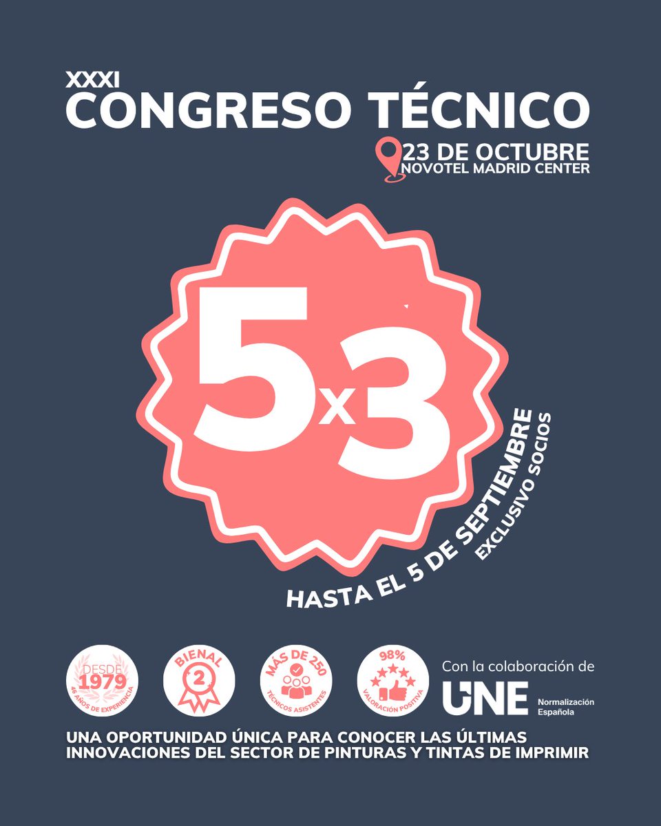 Consolida la presencia de tu empresa y asegura la formación continuada de tu equipo con esta promoción de 5x3 para el evento bienal de referencia del sector de Pinturas y Tintas de Imprimir. 

No te vayas de vacaciones sin asegurar tu precio de promoción: loom.ly/CPBIZlU