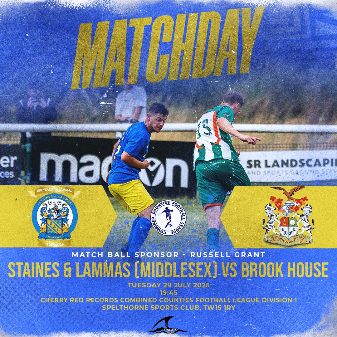 Staines & Lammas (Middx) FC (@slammasmiddxfc) on Twitter photo BACK TO THE BOROUGH 🏡
Here we go… The wait is over, Lammas returns to the borough tonight!
🆚 <a href="/BrookHouseFC/">Brook House FC</a>
🏟️ Spelthorne Sports Club, TW15 1RY
📆 TONIGHT
🕒 7:45PM KO
🎟️ £7 Adults | £4 Concessions | U16s £1
📕PRINTED PROGRAMMES
⚽️ Match ball sponsored by <a href="/THERussellGrant/">Russell Grant</a> BACK TO THE BOROUGH 🏡
Here we go… The wait is over, Lammas returns to the borough tonight!
🆚 <a href="/BrookHouseFC/">Brook House FC</a>
🏟️ Spelthorne Sports Club, TW15 1RY
📆 TONIGHT
🕒 7:45PM KO
🎟️ £7 Adults | £4 Concessions | U16s £1
📕PRINTED PROGRAMMES
⚽️ Match ball sponsored by <a href="/THERussellGrant/">Russell Grant</a>