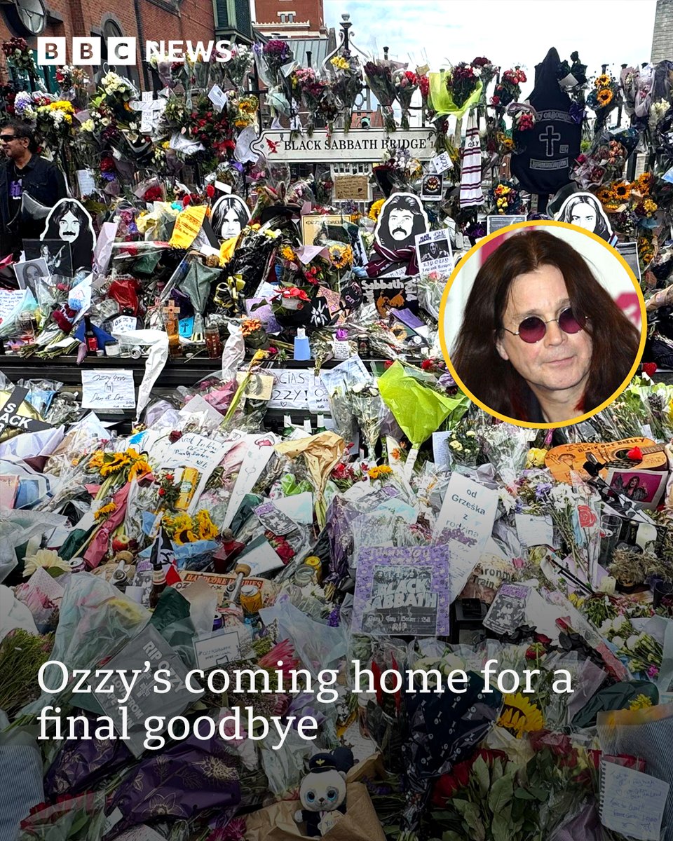Ozzy Osbourne's funeral cortege will travel through Birmingham on Wednesday, pausing at the Black Sabbath Bridge which has become a shrine to the Black Sabbath legend. Ozzy's family will visit the bridge on Broad Street at 1pm to see the bouquets and read messages from fans.