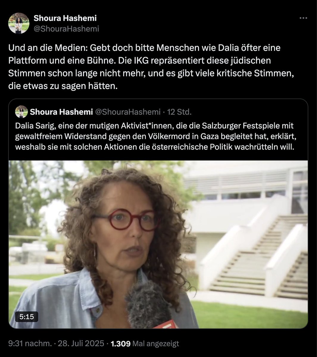 Mittlerweile agitiert <a href="/AmnestyAustria/">Amnesty Austria</a>-Chefin <a href="/ShouraHashemi/">Shoura Hashemi</a> offen gegen die Israelitische Kultusgemeinde (IKG) in Österreich.