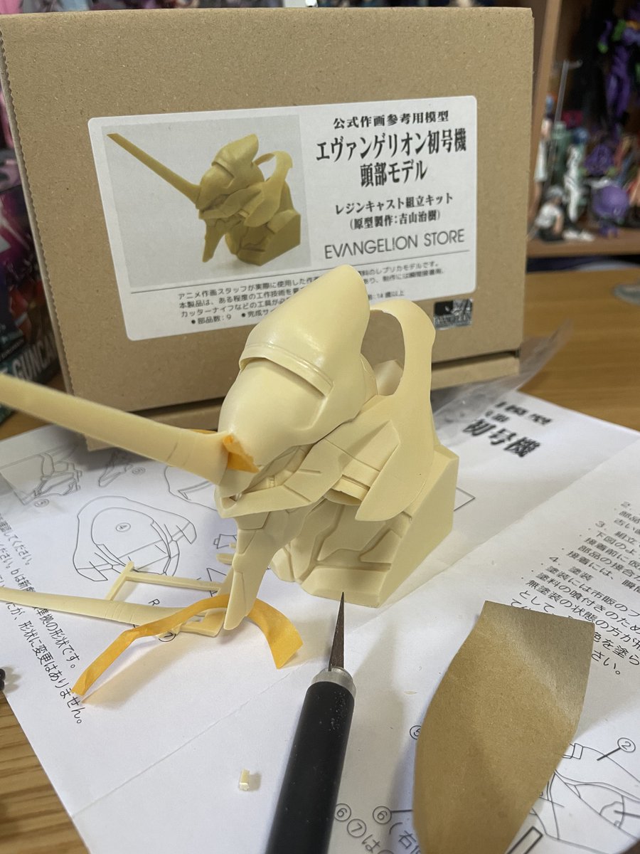 KouMark6's tweet image. 頭部モデル造形最高過ぎる
組むの簡単やからガレキ初めてでも
30分ちょいでできちゃった(仮組み)
