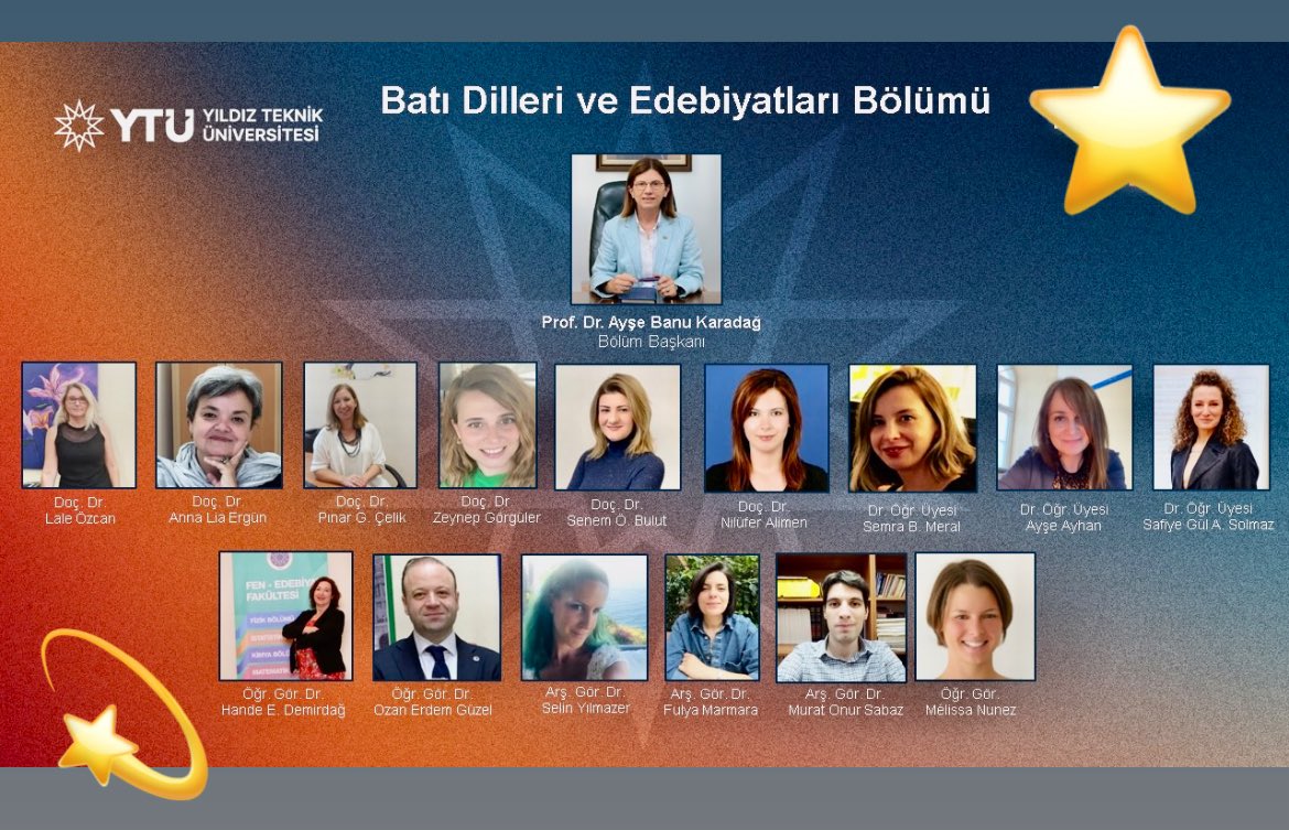 Bölümümüzün birbirinden deneyimli 💫akademik kadrosu💫, siz geleceğin ⭐️yıldız çevirmenlerini⭐️ bekliyor… Gelin siz de çeviri(bilim) dünyasında parlayan bir 🌟 olun! <a href="/YtuFedFkl/">YTÜ Fen-Edebiyat Fakültesi</a> <a href="/YildizEdu/">Yıldız Teknik Üniversitesi</a>