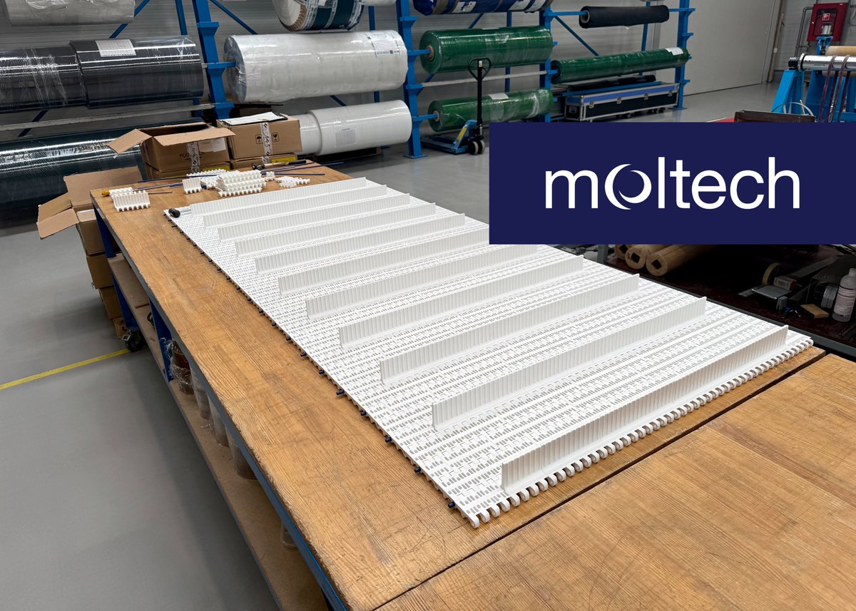 Moltech_AH's tweet image. Last week our belting factory assembled a 10 meter modular belt. This conveying belt is made of EC508 PR%22 material which can be used in many segments of the food industry.

🥩 Meat processing
🍞 Bakery industry
🥕 Conveying vegetables or fruits.

#FoodProcessing #ModularBelts