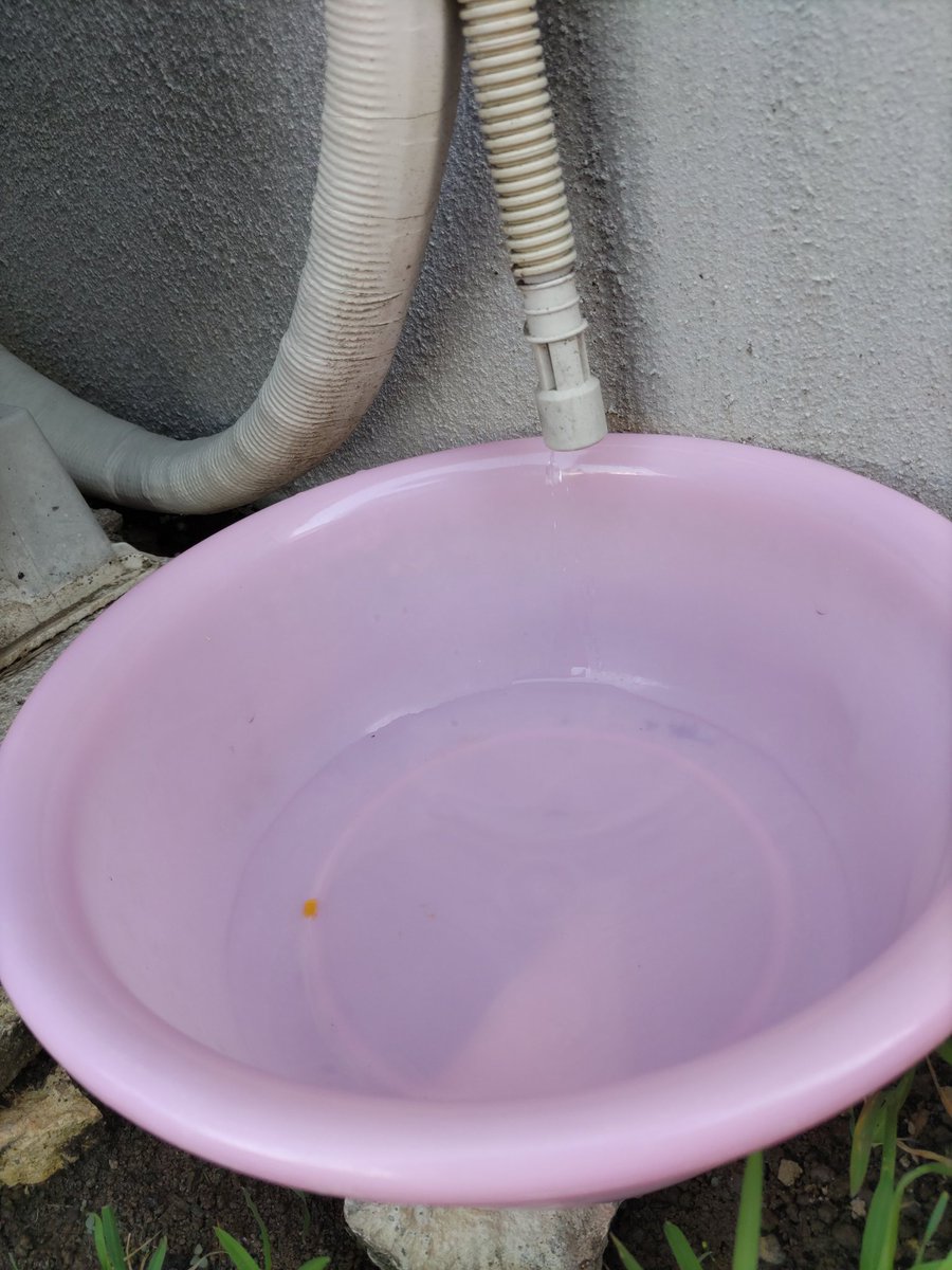 twinkle_iku's tweet image. 雨不足のときも、そうでないときも、夏になると毎日エアコン室外機から出てくる水を無駄にしてない　さくまです。水不足な新潟のお友達にこれをお伝えしたら早速やってくれたようで庭のお花の水やりに使ってるみたい🌼✨　せっかく多湿な日本なので、エアコン室外機で集めた水も使いませう💁
