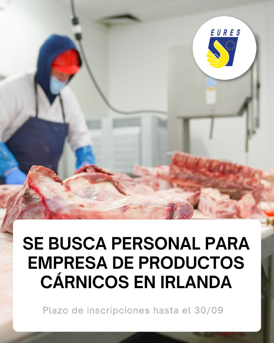 SAEmpleo's tweet image. ¡¡¡PLAZO AMPLIADO!!!
@EURESJob anuncia un proceso de selección de 35 personas para empresa de productos cárnicos en Irlanda
▶️Salario: 13,50€/h
▶️Contrato indefinido 40h/semanales
▶️Ayudas viaje y alojamiento
🗓️Hasta 30/09
Más info 🔗f.mtr.cool/yrgjuvwtkb