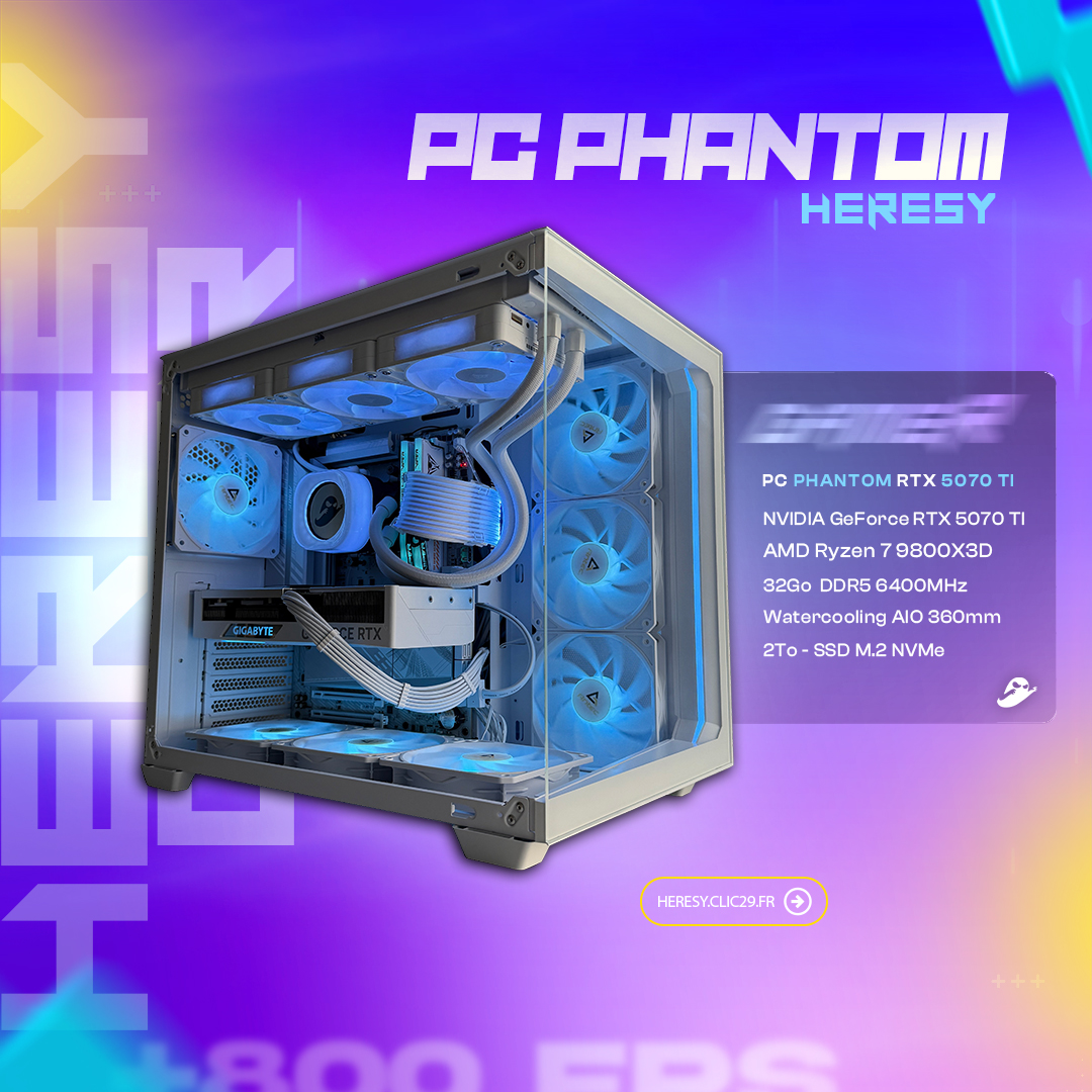 À la recherche du PC parfait ?  

Découvre le PC Phantom : la machine ultime pour jouer en QHD et en UHD. 
Profite de plus de 700 FPS sur Valorant en 1080p et plus de 150 FPS sur Cyberpunk 2077 en 4K.   

Disponible ici 👇 
heresy.clic29.fr/3-pc-gamer