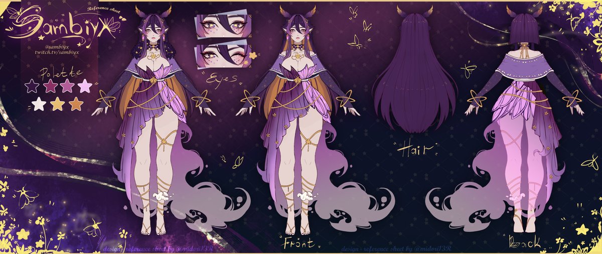 hiii !! i'm sambiyx, a moth dreamkeeper ready to fight off your nightmares so you can dream safely✨

Oshi Marks:✨🦋
Fanart Tag:  #SambiArt
NSFW Fanart Tag: #Susbiyx
Ref Sheet/Design: <a href="/midori13R/">midori13R</a>