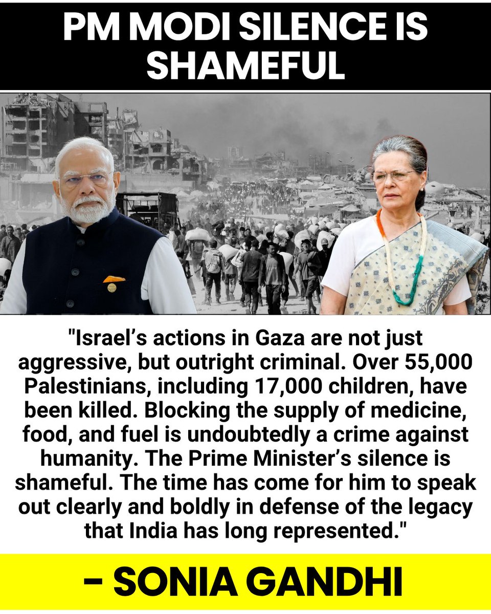 PM Modi Silence Is Shameful !! 
- Sonia Gandhi Ji