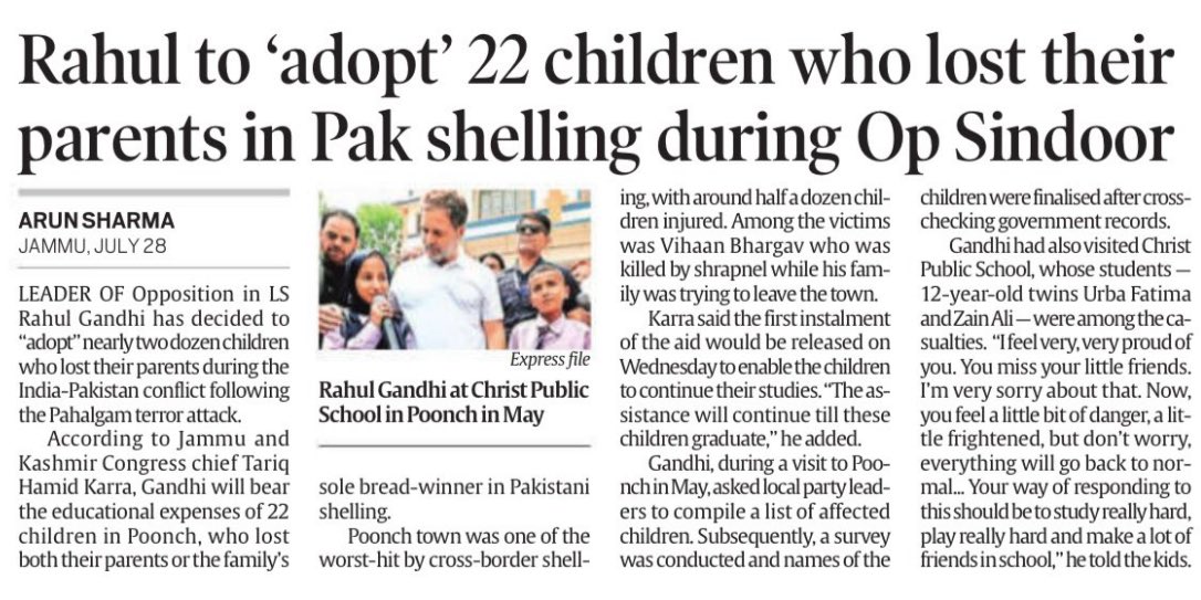 __Amoxicillin_'s tweet image. Rahul Gandhi has decided to adopt 22 children who lost their parents in #OperationSindoor.
BJP should think thrice before questioning this man’s patriotism.
His family has sacrificed their blood for this nation.
THE HOPE OF MILLIONS — RaGa 🇮🇳