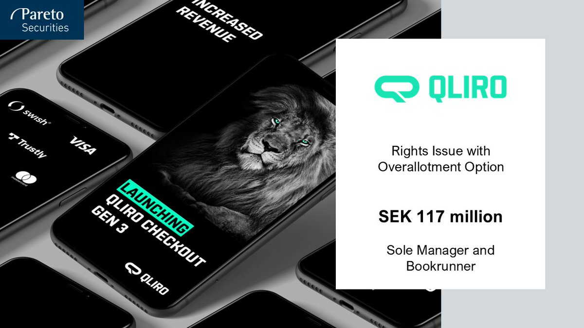 Pareto Securities acted as Sole Manager and Bookrunner in the SEK 117 million Rights Issue with Overallotment Option in Qliro AB (publ): paretosec.com/what-we-do/cre…