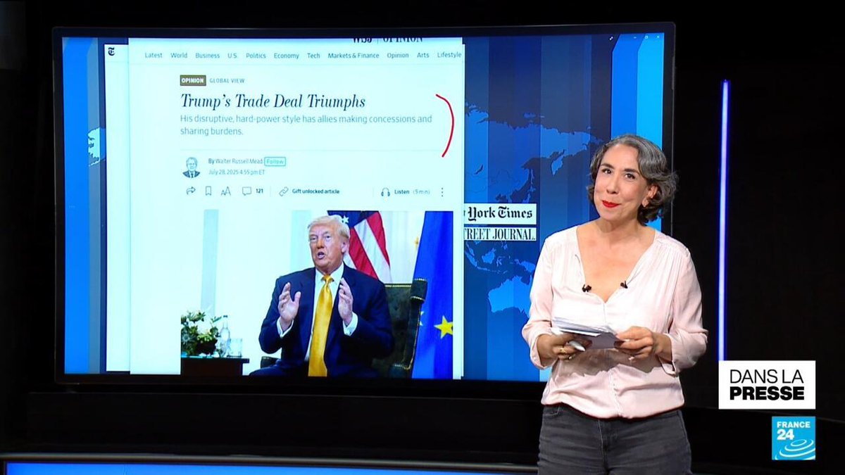 France24_fr's tweet image. Guerre commerciale : "Le triomphe de Donald Trump sur l'UE" f24.my/BLGB.x