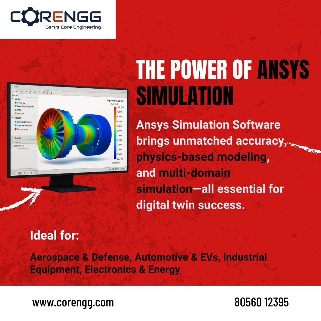 corenggtech's tweet image. Digital Twin to the Rescue!
From predicting failures to optimizing thermal loads, Ansys Simulation Software makes it real.
Powered by @corenggtech
Bridge physical & digital:
🔗 corengg.com/ansys/
#digitaltwin #AnsysSimulation #CAEtools #SmartManufacturing #Engineering