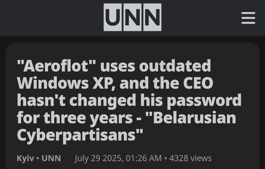Aeroflot systems running on Windows XP and the CEO not changing his password in three years is such a Russian thing to do.