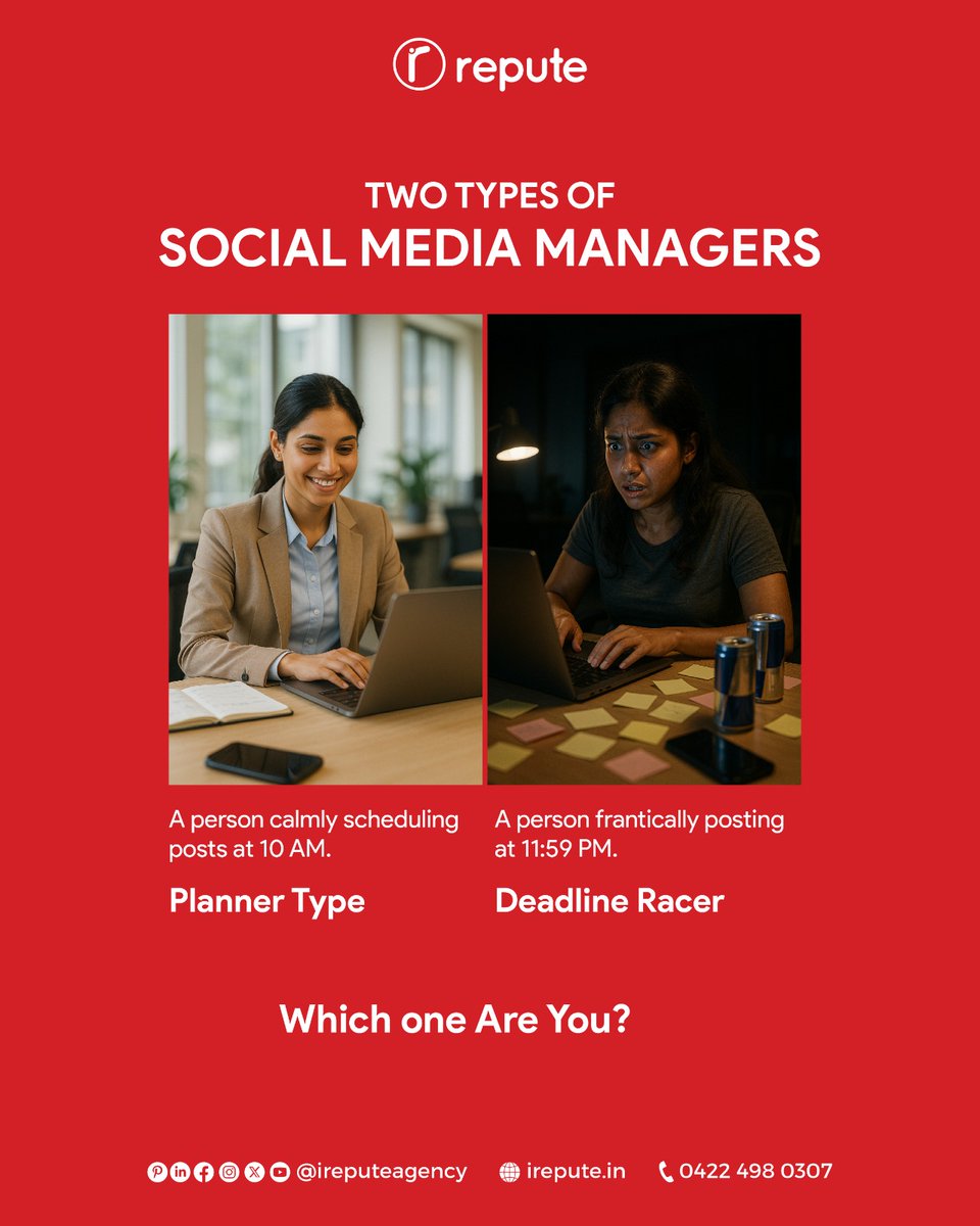 ireputeagency's tweet image. Behind every post is a mix of strategy, chaos, and caffeine. Some social media managers plan it all out, some thrive in last-minute magic. Whichever way you roll, the content goes live. So, what’s your vibe this week? Let us know below.

#SocialMediaLife #ContentCreatorVibes