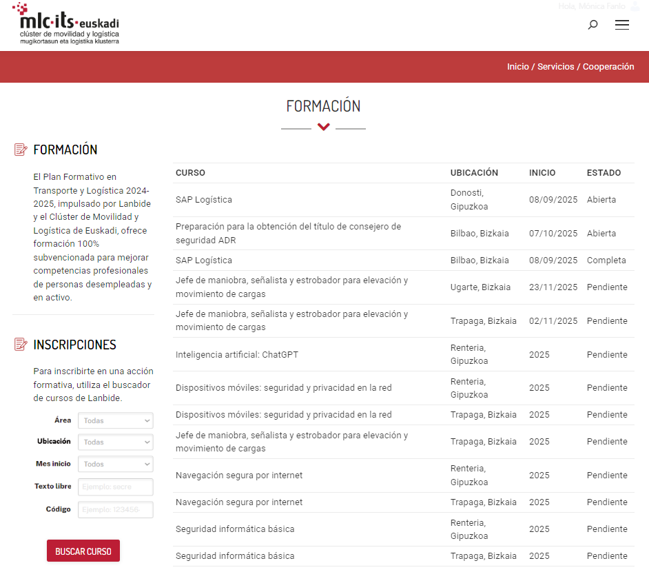 Clúster de Movilidad y Logística de Euskadi (@mlcluster) on Twitter photo Actualizado el #Plan #Formativo en #Transporte y #Logística, impulsado por <a href="/lanbideejgv/">Lanbide</a> y <a href="/mlcluster/">Clúster de Movilidad y Logística de Euskadi</a> , con nuevos #cursos 100% #subvencionados para mejorar competencias profesionales de personas desempleadas y en activo.
👇 Más info e inscripciones 👇
mlcluster.com/formacion/ Actualizado el #Plan #Formativo en #Transporte y #Logística, impulsado por <a href="/lanbideejgv/">Lanbide</a> y <a href="/mlcluster/">Clúster de Movilidad y Logística de Euskadi</a> , con nuevos #cursos 100% #subvencionados para mejorar competencias profesionales de personas desempleadas y en activo.
👇 Más info e inscripciones 👇
mlcluster.com/formacion/