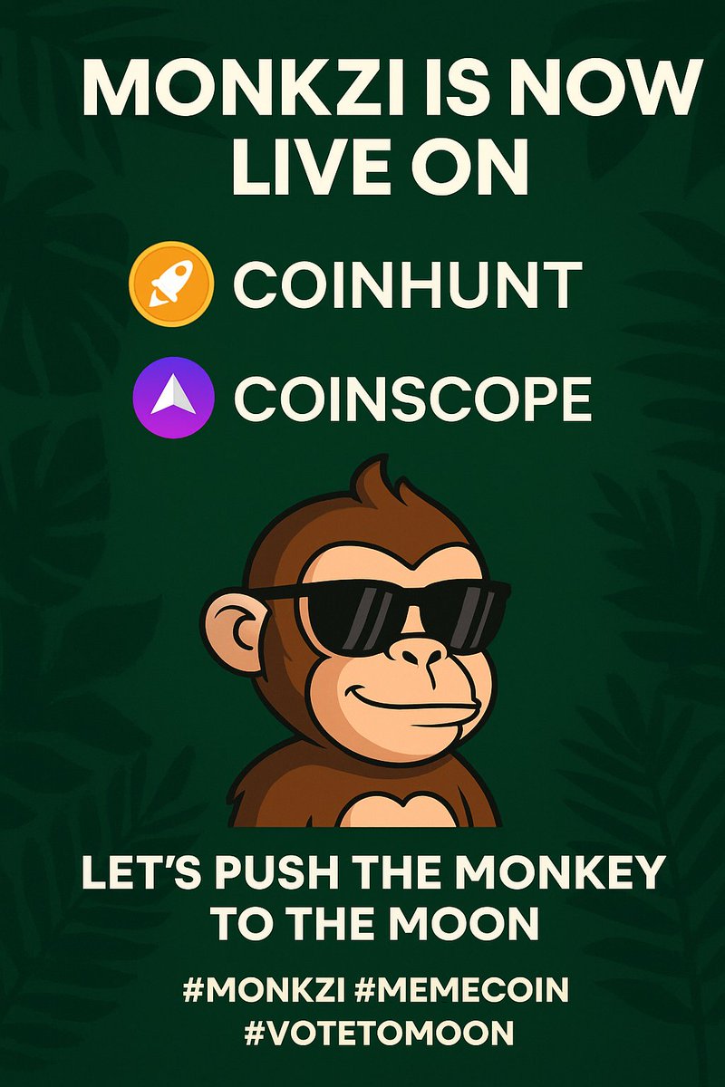 Monkillacoin's tweet photo. The jungle is expanding 🌴
You can now track, vote, and hype MONKZI on:
✅ https://t.co/iXf2AnNEmC
✅ https://t.co/fGM5um81fU
Let’s push the monkey to the moon 🚀
Vote, share, and spread the meme 🍌
#MONKZI #MemeCoin #CoinHunt #Coinscope #CryptoListing #BNB #DeFi #VoteToMoon