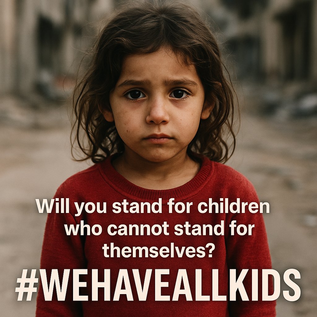 TruthDaniel589's tweet image. Children in Gaza are not just headlines — they are humans, with names, dreams, and the right to live in peace.
📣 Join us. Share this. Use your voice.
#WeHaveAllKids — because every child matters.
