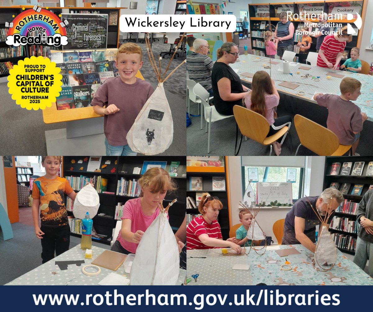 RothLibraries's tweet image. ✨ Lots of fun making Story Lanterns with storyteller Robin Simpson yesterday! 🎨📖
Catch him at more Rotherham Libraries branches this summer as part of the #SummerReadingChallenge!
📅 Ages 5+ — book at your local library!
#RotherhamLibraries #StoryTime