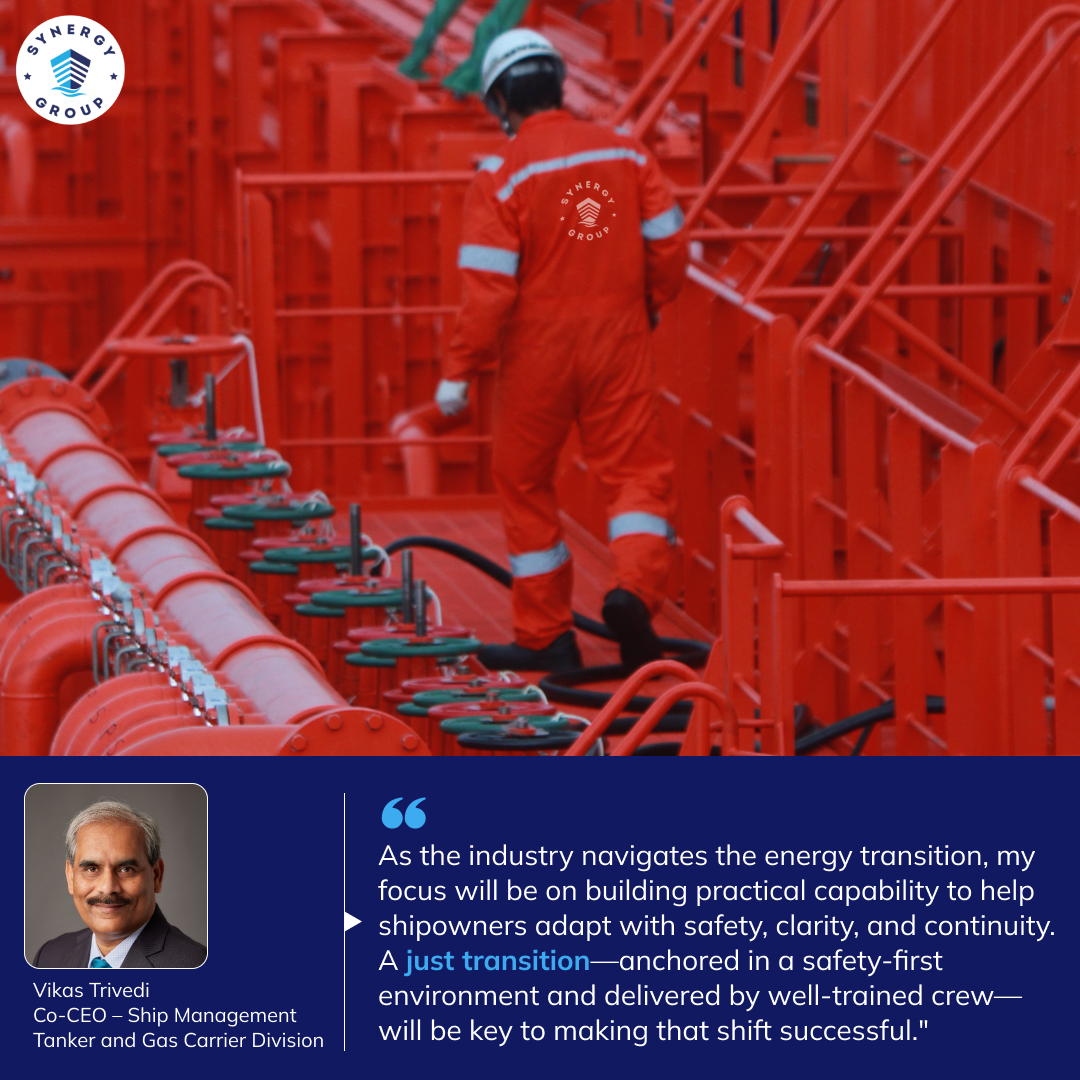 We’re pleased to welcome Vikas Trivedi as Co-CEO – Ship Management at Synergy Marine Group. He now leads our Tanker &amp; Gas division alongside Ajay Chaudhry (Dry).
🔗 Full release: synergymarinegroup.com/synergy-co-ceo…

#WeAreSynergy #ShipManagement #MaritimeLeadership #DeliveringTrust