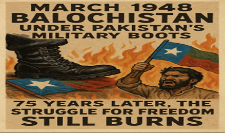 QuoteUnquote45's tweet photo. March 1948: #Balochistan fell not by choice, but under #Pakistan’s #military boots. 75 years later, the struggle for #freedom still burns.  Eyes On Balochistan #Law https://t.co/r8i889dAhj